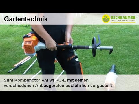 Stihl KM 94 RC-E combination engine with its various attachments presented in detail