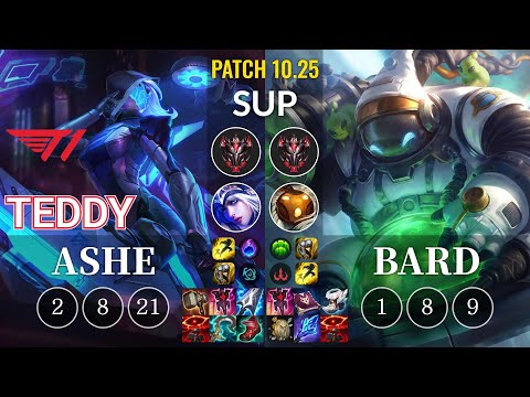 T1 Teddy Ashe vs Bard Sup - KR Patch 10.25