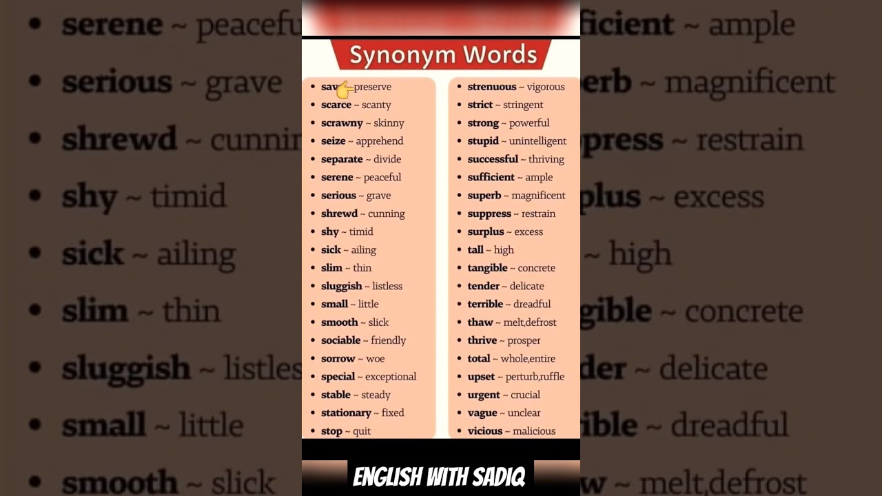 Important Synonyms in English || #synonyms