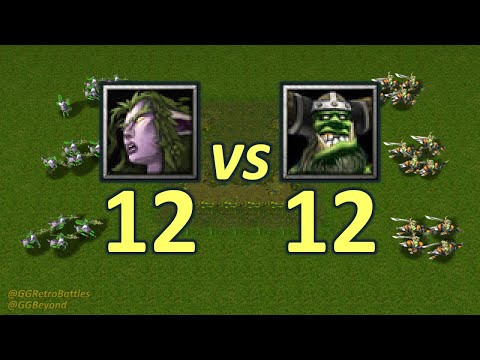 12 Dryads vs 12 Raiders - Same Food - WarCraft III Retro Battles