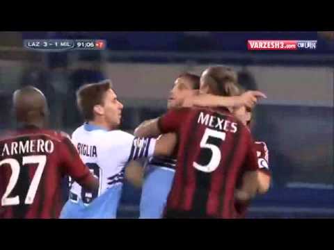 Philippe Mexes vs Stefano Mauri Fight and Red Card Ac Milan vs Lazio  Seria A 2014-2015