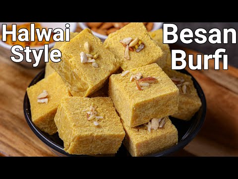 No Mawa No Khoya Besan Barfi Recipe - Halwai Style | Easy Besan Ki Mithai - Soft & Crunchy Sweet