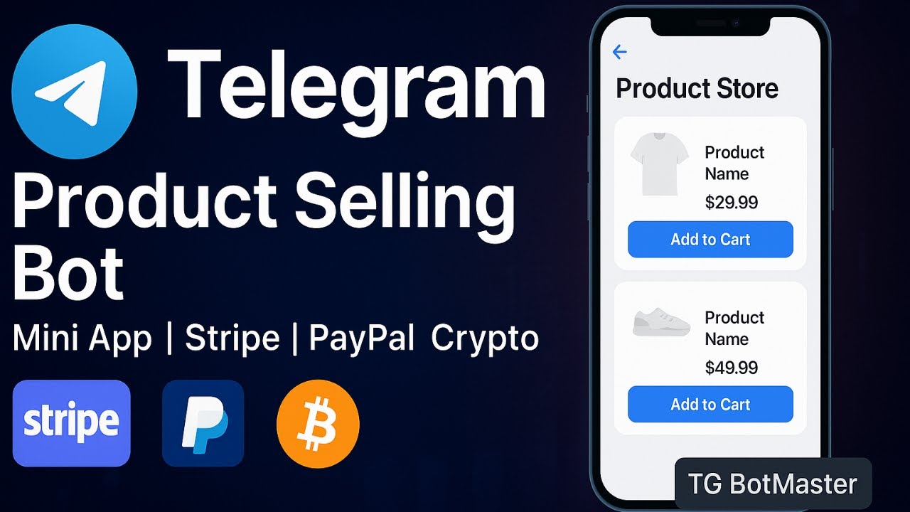 Telegram Product Selling Bot Mini App | Stripe • PayPal • Crypto | Fully Customizable