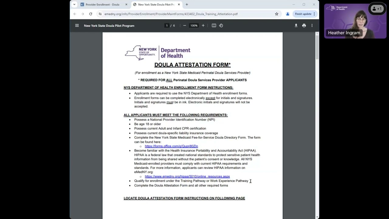 Doula Attestation Form