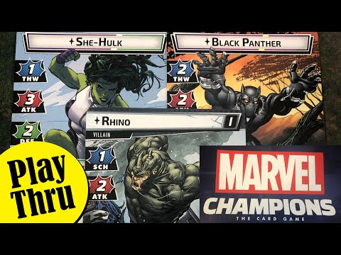 How to Play MARVEL CHAMPIONS the Card Game | She-Hulk & Black Panther vs Rhino