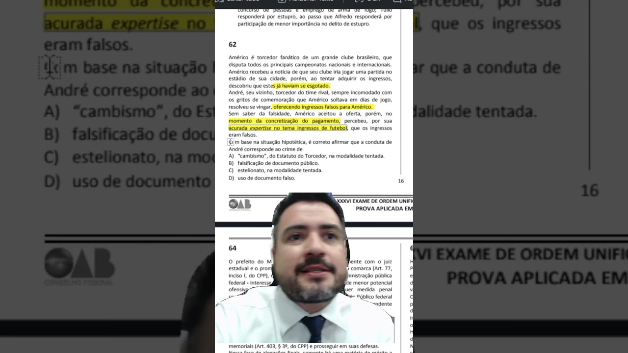 Questão de Penal do exame da ordem #oab #provadaoab #examedeordem #examedaordem