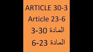 ARTICLE 30-3 Article 23-6  قناة الحقيقة   L'information officielle المعلومات الرسمية دون المصطلحات