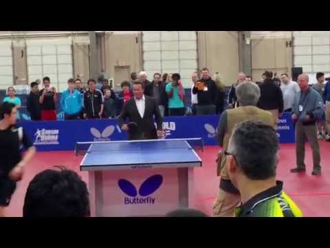 Arnold Schwarzenegger Table Tennis Skills