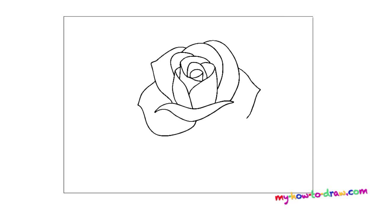 How to draw a rose - Easy step-by-step drawing lessons for kids - YouTube