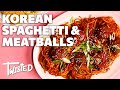 Korean Spaghetti Meatballs With Cheesy Garlic Bread Is Perfection Twisted