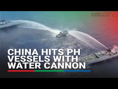 China fires water cannon at Philippine vessels