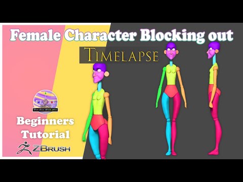 Female Character Blocking out in Zbrush | Easy Girl Figure Sculpting #sculpting  #girl #beginners