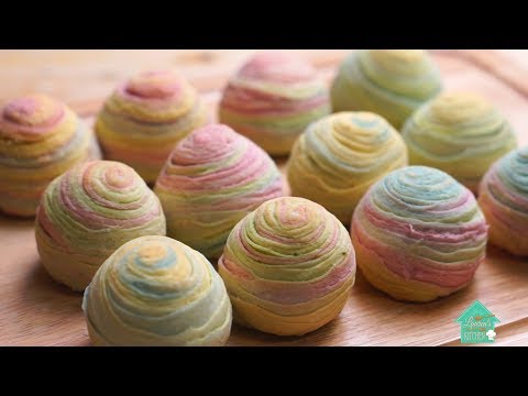 How to make Rainbow Thousand Layer Yam Mooncake!!
