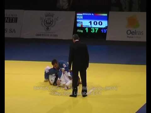 Judo ECh BRAUN Akos (HUN) - TOMA Sergiu (MDA) - 2008 Lissabon -73 kg 柔道