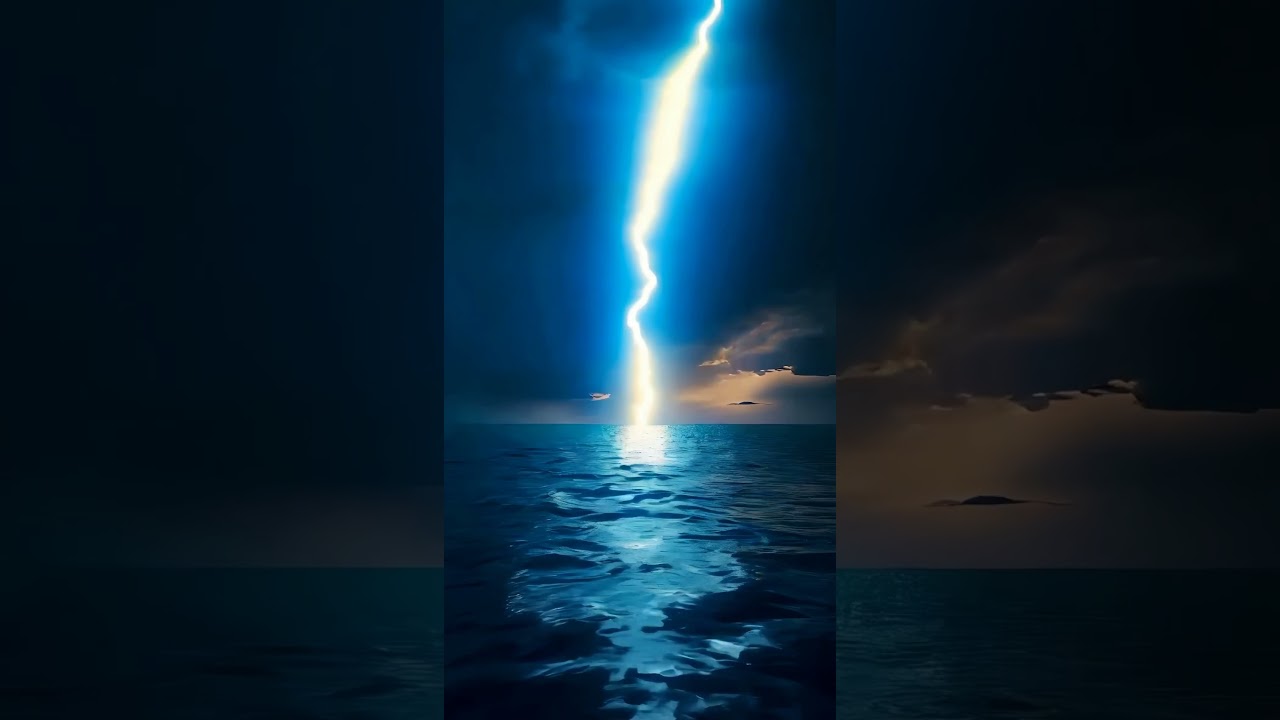 Lighting Strike on water #thunderstorm #lightning #aiart #videos #weather #shorts