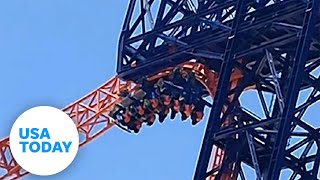 Download lagu Crazy moment roller coaster stops strands riders u... mp3
