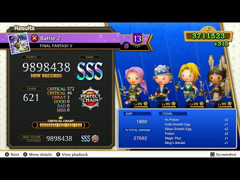 Theatrhythm Final Bar Line : FFV - "Battle 2" - Supreme Difficulty Perfect Chain