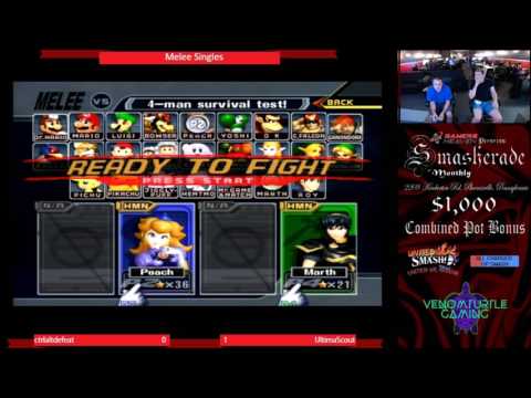 Smasherade 3 Melee Singles Losers Finals CtrlAltDefeat (Peach) UltimaScout (Marth)