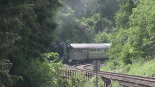 preview picture of video 'Dampfloks 52-8079 und 01-118 am 30.5.2009 an der Schiefen Ebene'