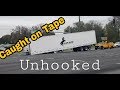 Caught on Surveillance Tape:  Truck Drops Its Trailer Load Crash UNHINGED Wreck Accident