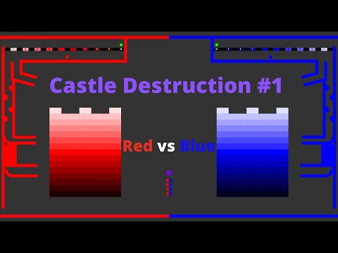 Castle Destruction #1 - Red vs Blue | Survival Battle in Algodoo