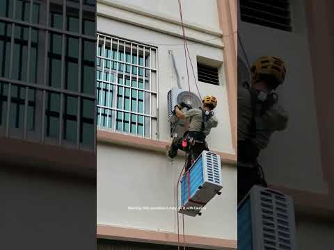 High-Rise Apartment Air Conditioner Installing Process- Wisdom Tips Tools Machine Easyway Easywork !