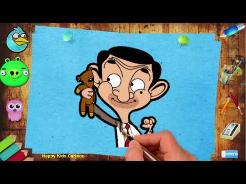 Mr Bean and Teddy New Year Coloring Page for Kids, Coloring Book
