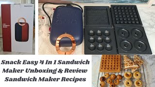 Snack Easy 4 In 1 Sandwich Maker Unboxing & Review|Sandwich Maker Recipes|5 Minutes Breakfast Recipe