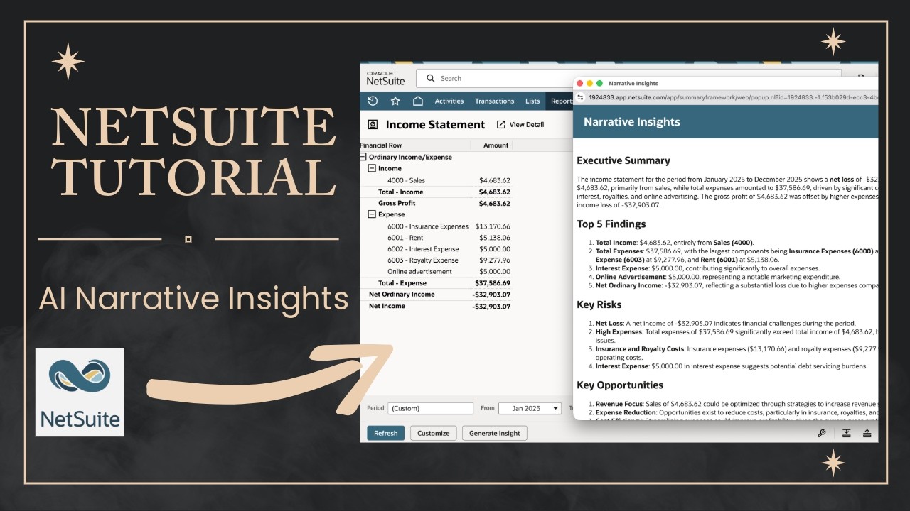 NetSuite Tutorial: Narrative Insights - AI Reporting Guide