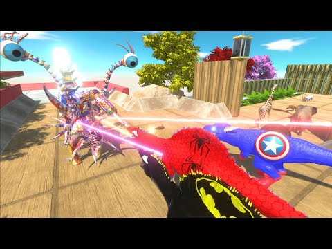 Escape from Colorful Giant Spike Skeleton Alien⚡VS  Hero Dinosaurs -Animal Revolt Battle Simulator