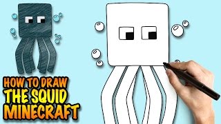 How to draw the Squid - Minecraft - Easy step-by-step drawing lessons for kids
