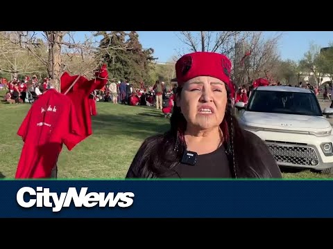 Calgarians gather for Red Dress Day ceremonies