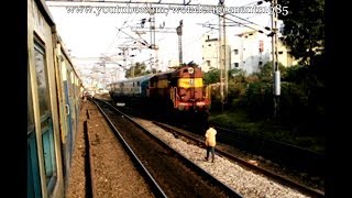 preview picture of video 'Reverse Parallel Action between MMTS Local and WDM2 017624 Inspection train.'