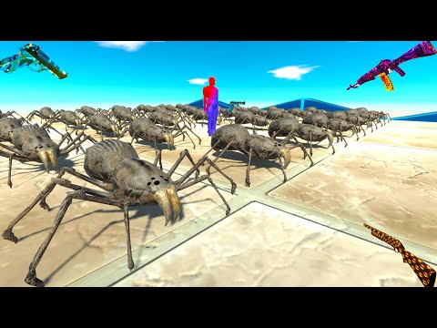SABER TOOTHED SPIDER + FPS AVATAR vs CARNIVORE DINOSAURS  - Animal Revolt Battle Simulator
