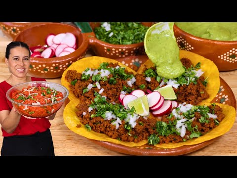 Tacos de Carne MOLIDA ADOBADA con Salsa de AGUACATE | el Marinado Perfecto |