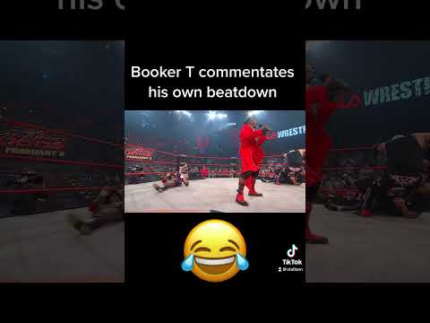 Booker T/Black Snow commentates his own beatdown 😂 #wwe #impactwrestling #viral #ytshorts #shorts
