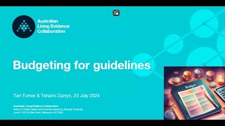 Budgeting in Australian Guidelines - tips and lessons learnt - 23rd July 2024
