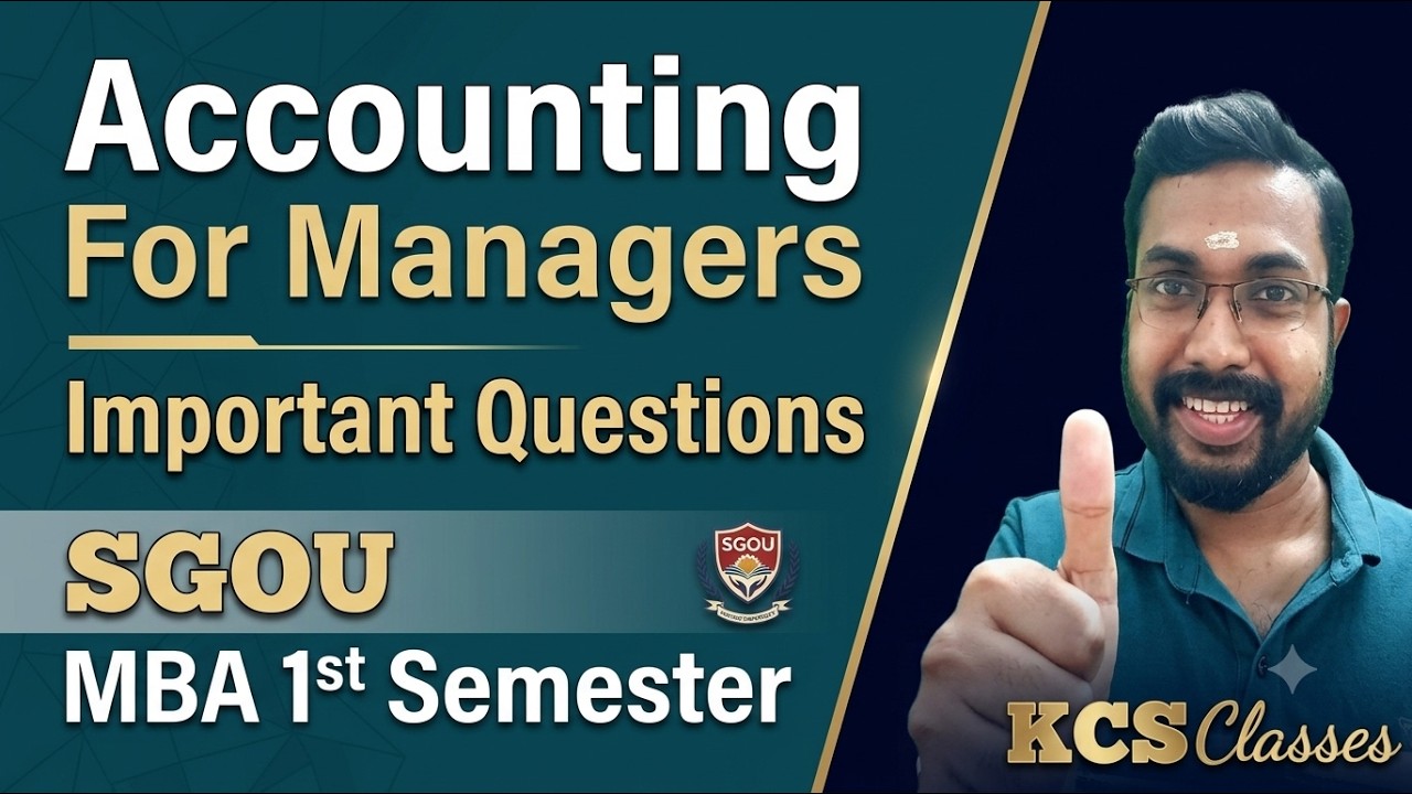 Accounting For Managers 🔥 Important Questions|SGOU MBA 1st Semester 