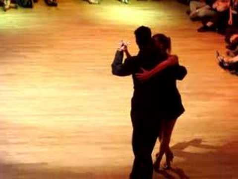  Andrea Misse  and  Javier Rodriguez  are  dancing  to  the  milonga  "  Milonga del Recuerdo  "