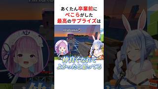 あくたん卒業前にぺこらが贈った最高のサプライズは… #shorts #ホロライブ切り抜き 【 #湊あくあ #兎田ぺこら 】