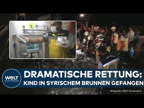 SYRIEN: Dramatische Rettungsaktion Kind nach stundenlanger Rettung aus Brunnen befreit