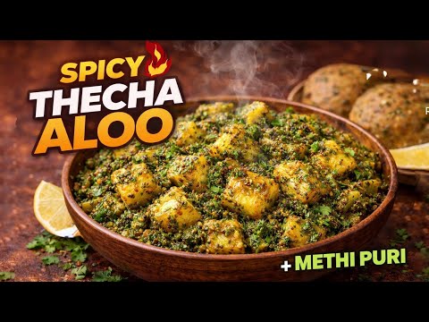 मज़ेदार ठेचा आलू मेथी पूरी