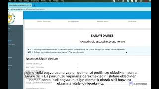 İlk girişteki işletme ekleme ve sicil başvurusu yapma işlemi