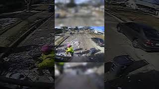 Shocking moment oxygen tank explodes in garbage truck