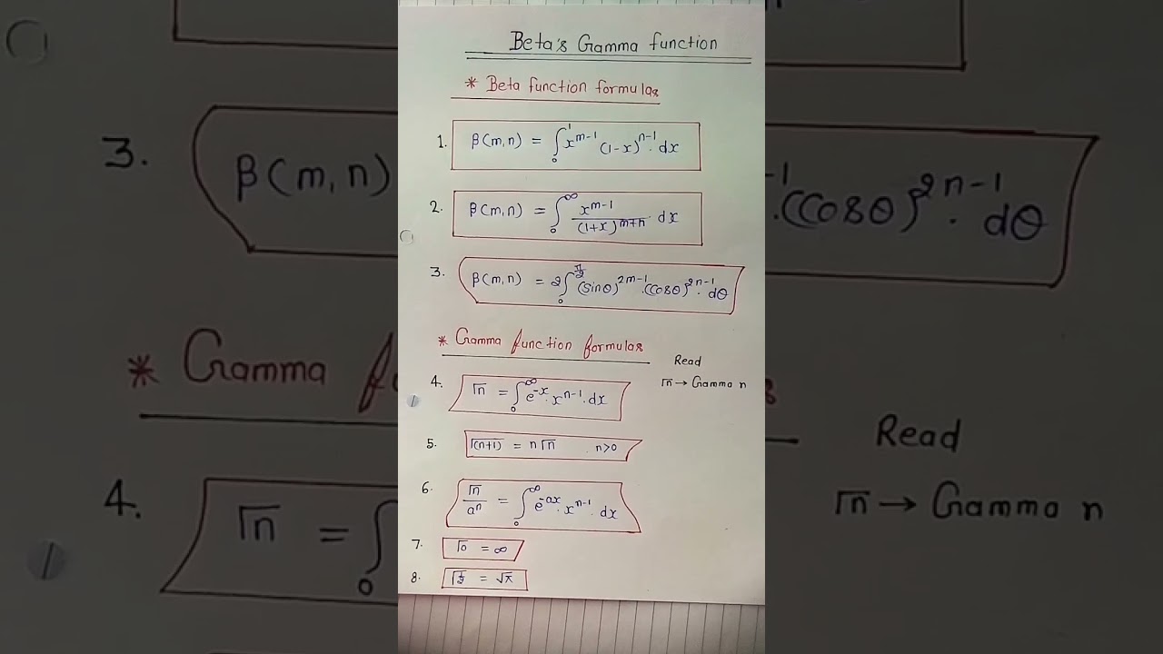 b.sc first year beta ' s Gamma function formula