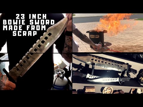 23 Inch Bowie Knife by lost foam casting made from scrap metal start to finish