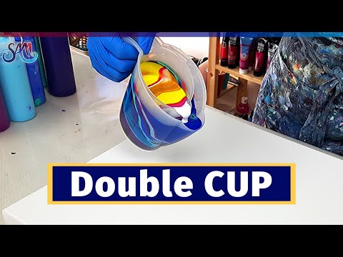 Double Cup Acrylic Pour 🙀 Easy Abstract painting | Fluid art | Acrylic Pouring Technique