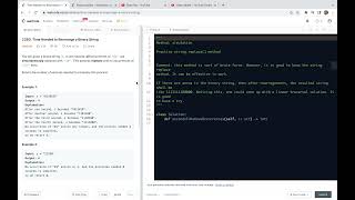 YouTube video 'Leetcode 2380. Time Needed to Rearrange a Binary String - practice of string.replace method'