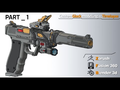1 Part — Highpoly   |   Full pipeline Timelapse — Gameready Custom Glock