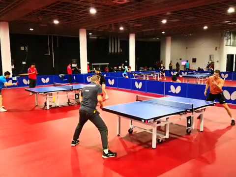 Tischtennis Training Jörg Roßkopf mit Timo Boll und Team China
